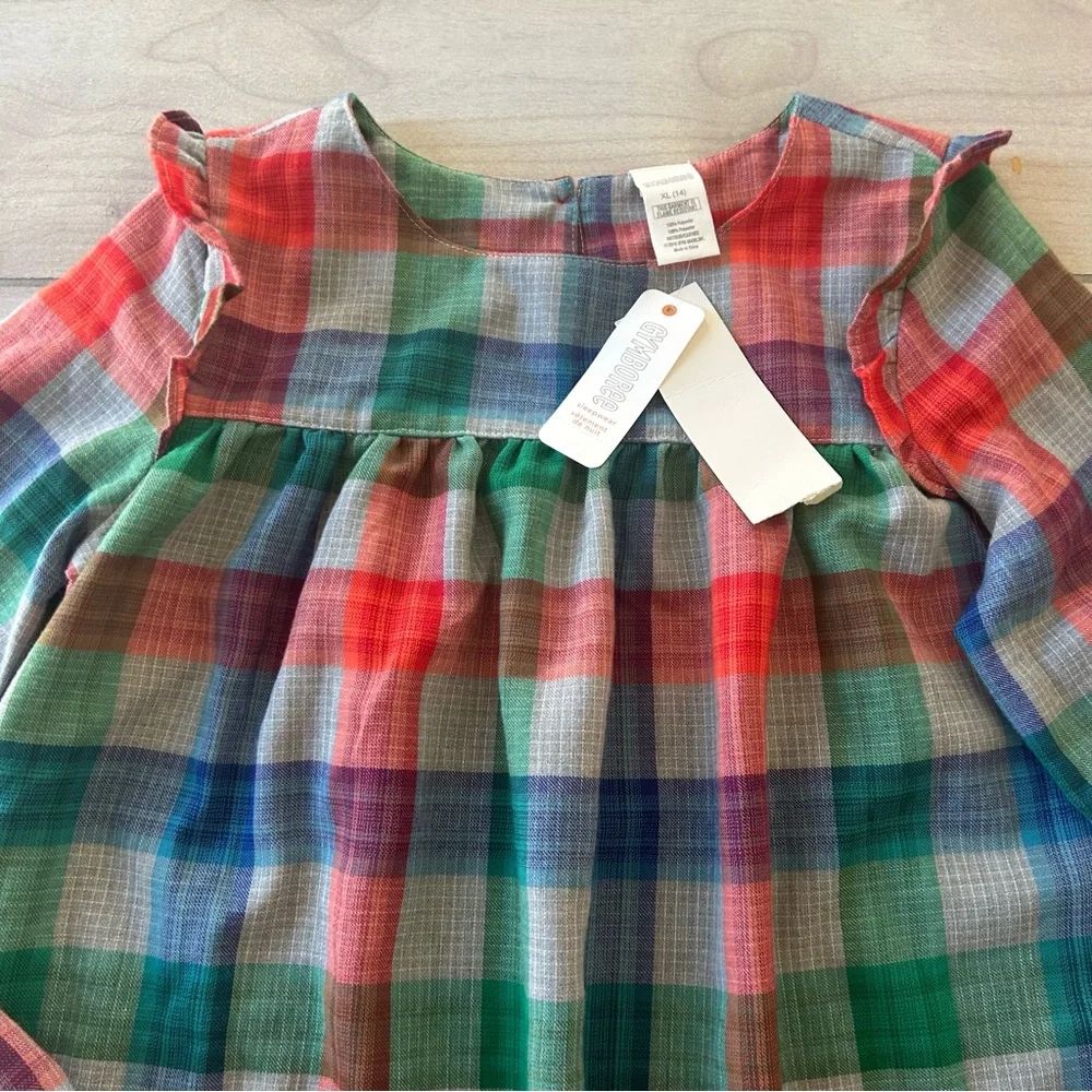 NWT Gymboree Multicolor Plaid Kids Polyester Checkered Nightgown